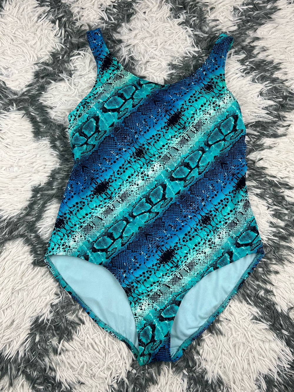 Catalina Women’s Blue Snake Print One Piece Bathing Suit Size Large 12/14